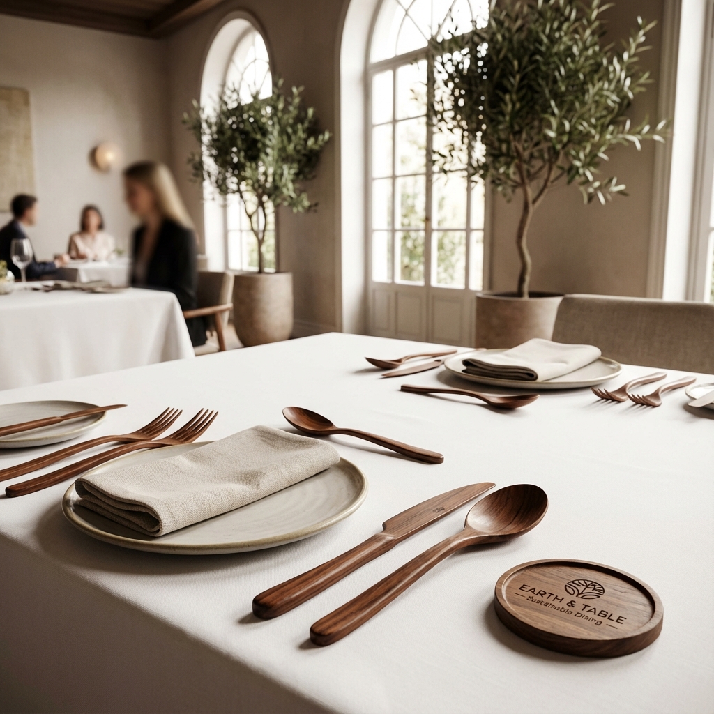 Restaurant dining with sustainable tableware