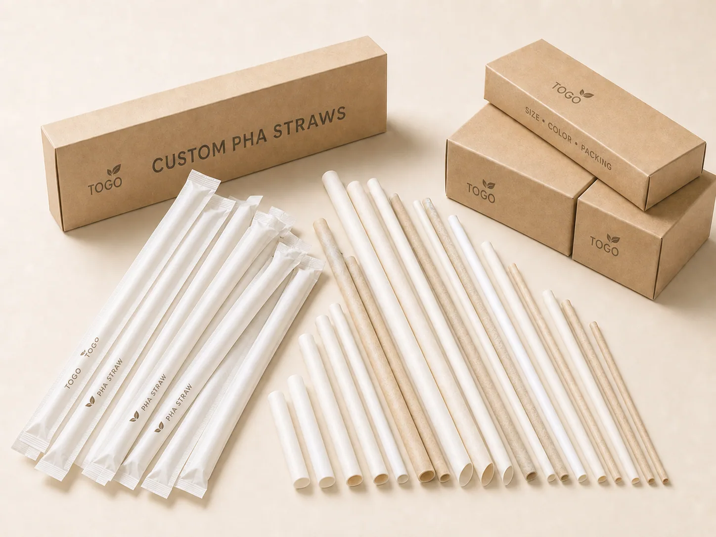 Custom fiber straw wrapping and carton packaging