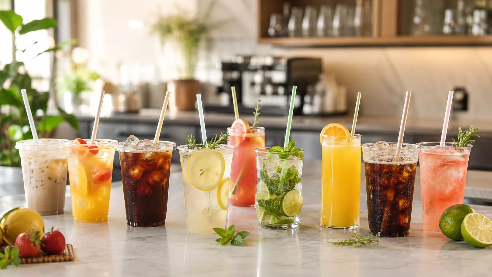 Drinking straws for cafes, coffee and juice service