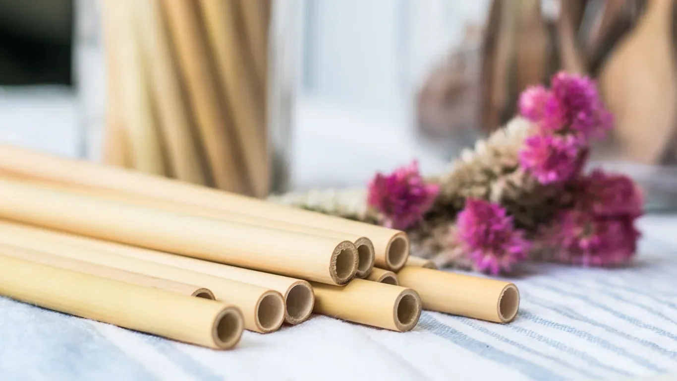 Natural bamboo straws for hospitality service