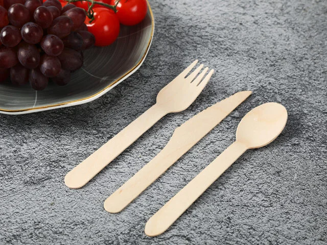 Disposable Wooden Cutlery 4 In 1 Kit (Knife+Spoon+Fork+Napkin) - 5
