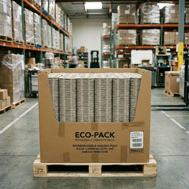 Recycled Molded Pulp 4-Cup Drink Carrier - 3