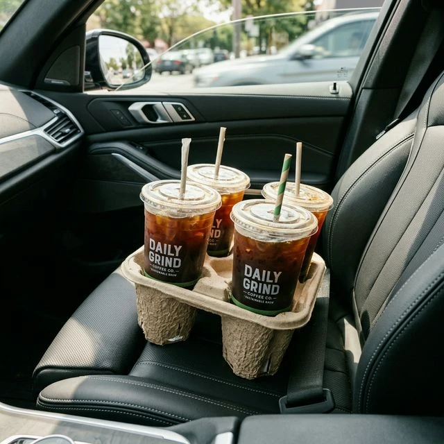 Recycled Molded Pulp 4-Cup Drink Carrier - 2