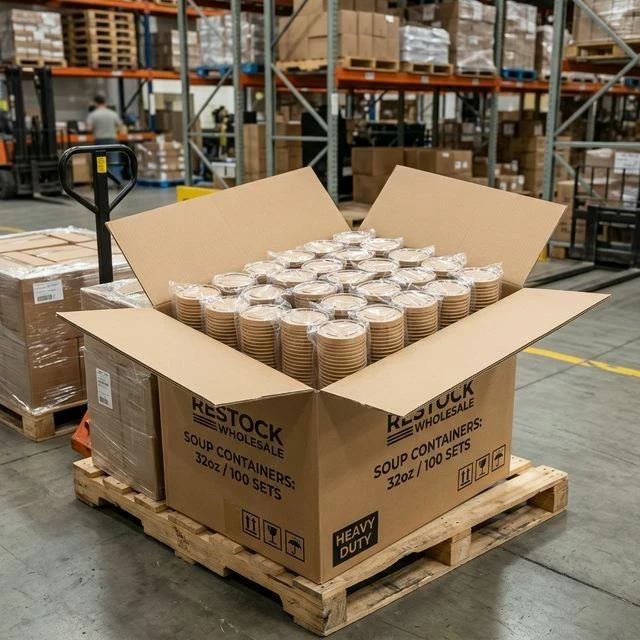 Kraft Paper Soup Container with Vented Lid - view 4