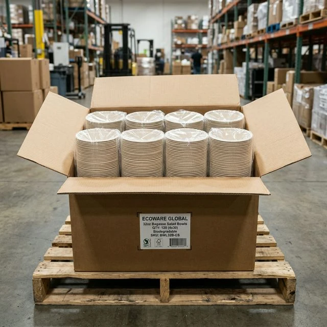 Biodegradable Bagasse Salad Bowl with Clear PET Lid - view 3