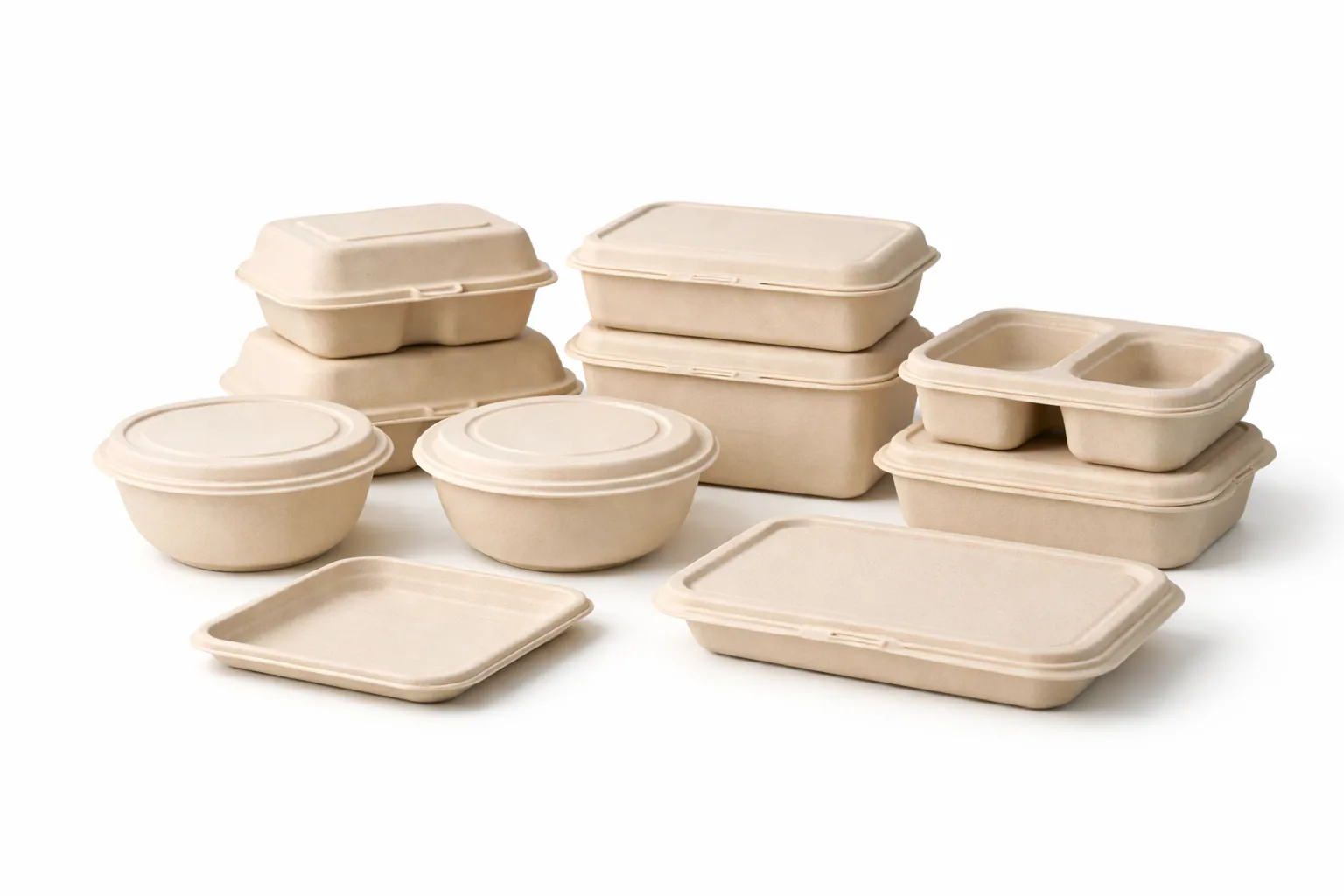 TOGO bagasse clamshell containers product image for greasy and moist food review