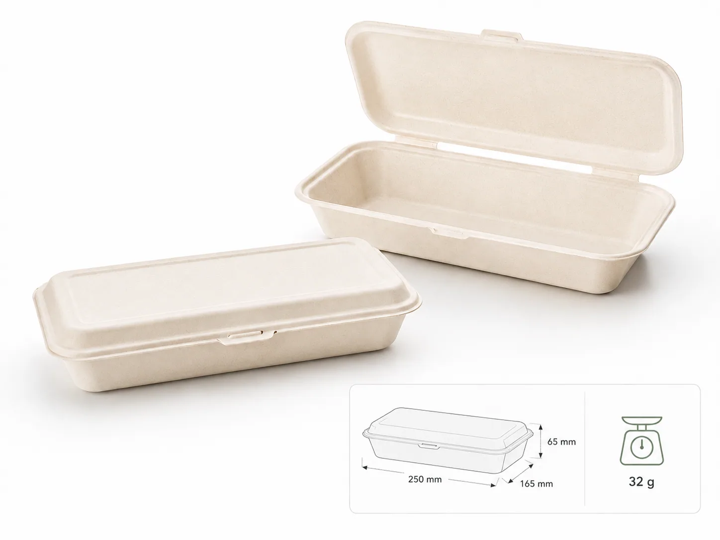 9" x 6" Hoagie Box | 1 Compartment | PFAS Free