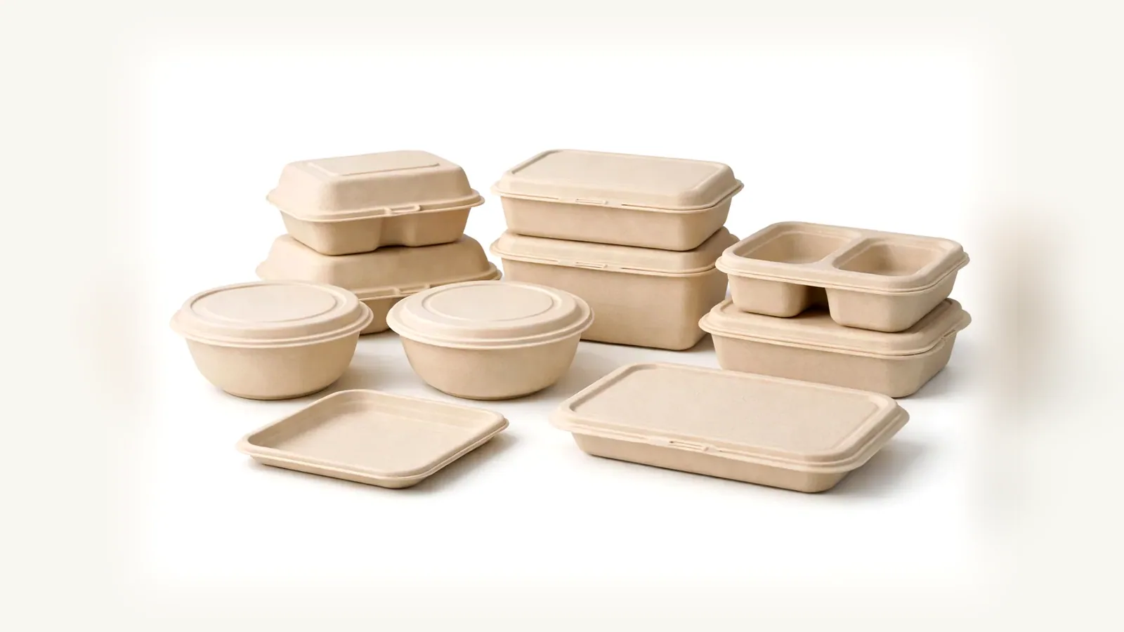 TOGO bagasse clamshell containers product image for greasy and moist food review