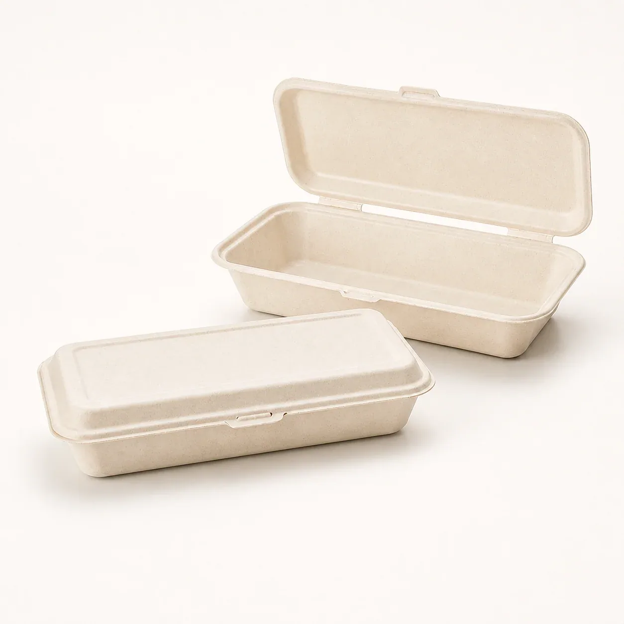 9 in × 6 in PFAS-Free Compostable Bagasse Hoagie Box