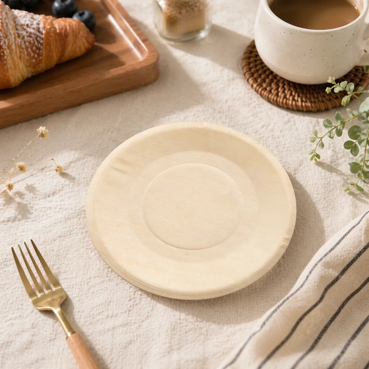Round Bagasse Plates with Wide Rim (Heavy-Duty) - eco-friendly bagasse-plate thumbnail