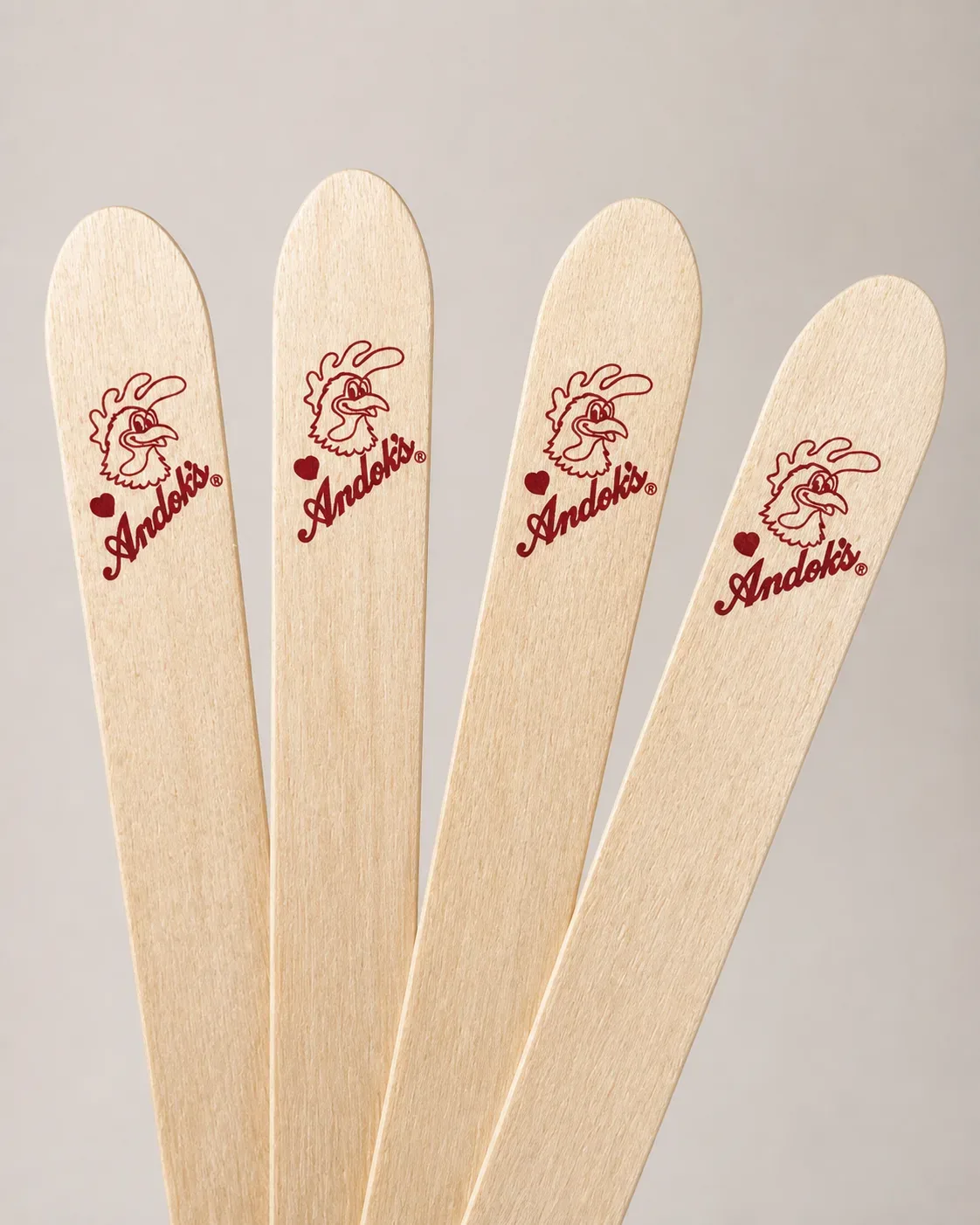 Color screen-printed logo on wooden ice cream sticks