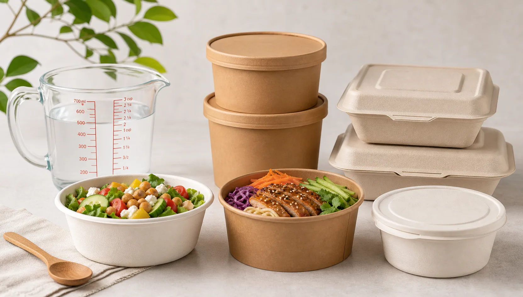 700 ml to cups guide with bagasse and kraft takeout containers