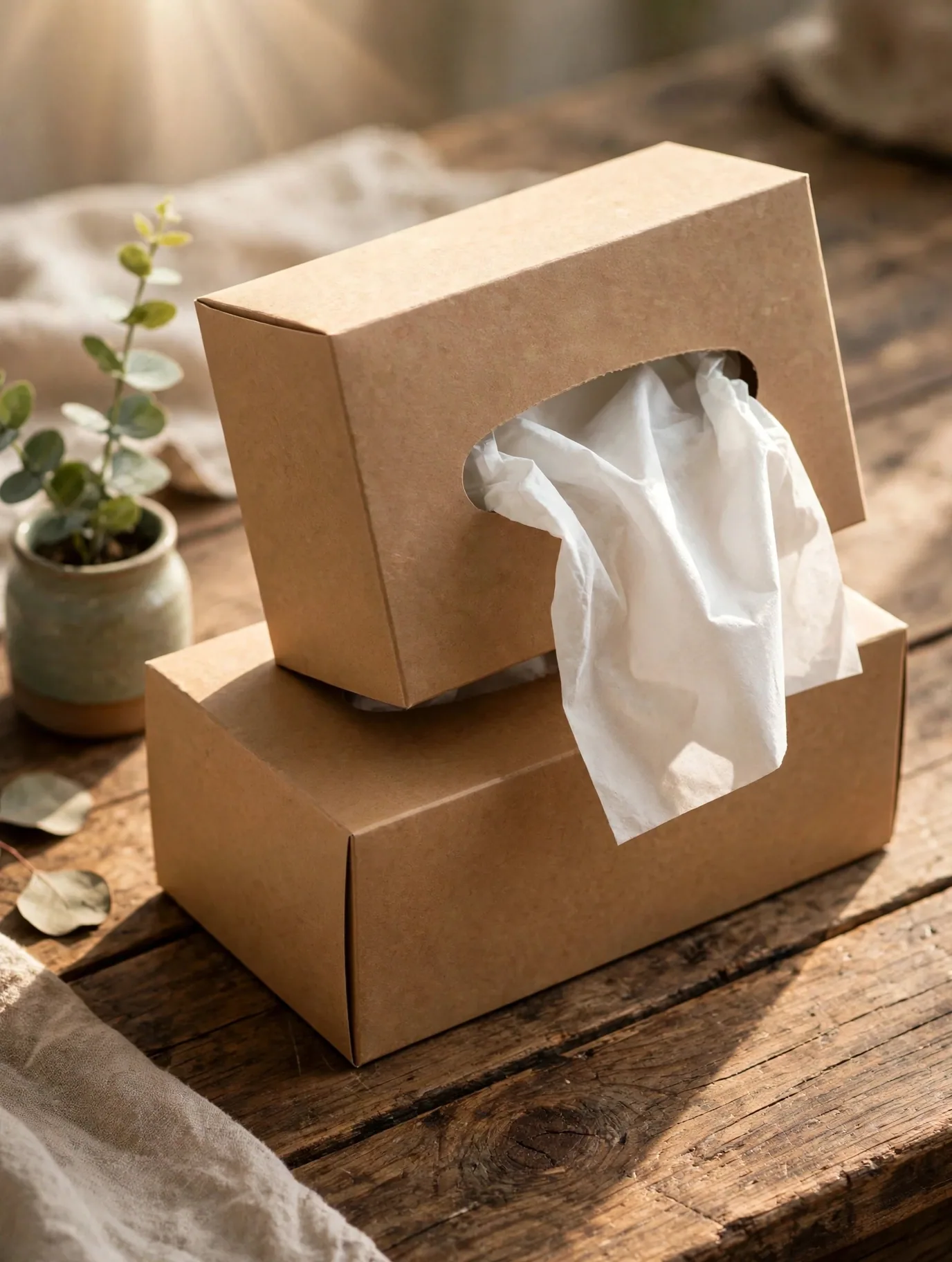 Kraft paper custom tissue boxes with private-label print