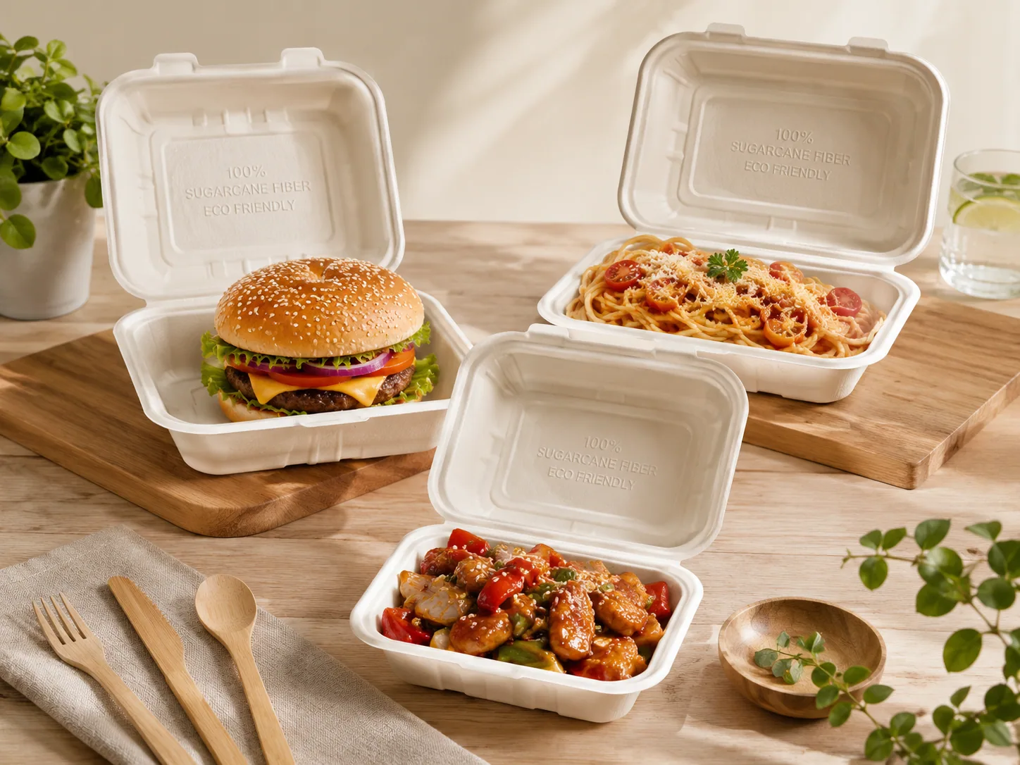 Oil and Water Resistant Sugarcane Boxes