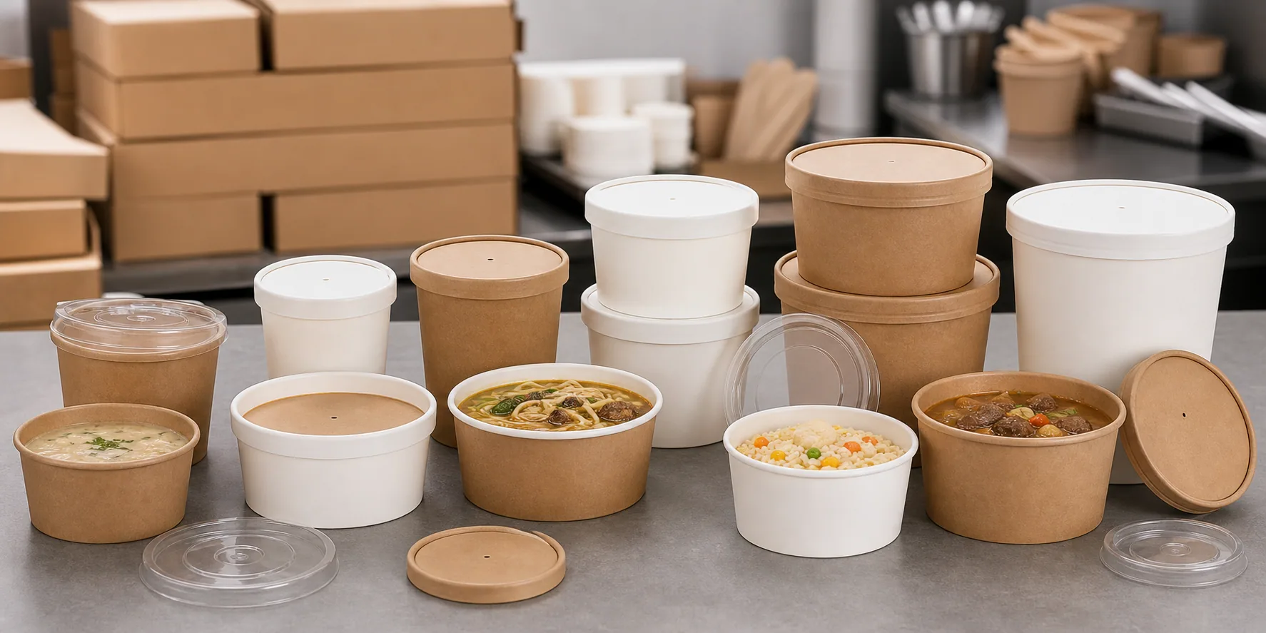 TOGO Disposable Paper Soup Containers with Lids