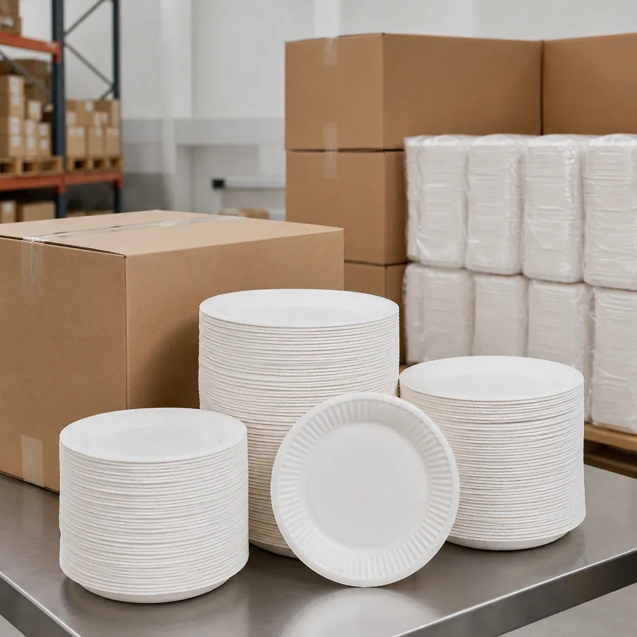 Disposable paper plates for food service and retail packaging