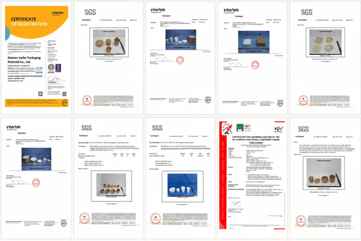 PHA straw certificates and test report collage