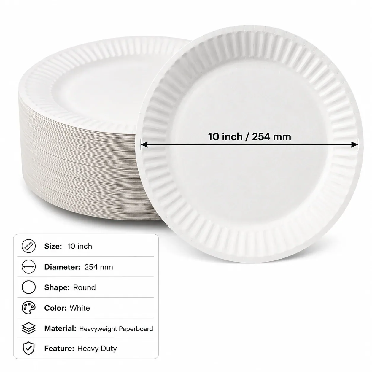 TOGO 10 inch heavy duty paper plate for serving use and heat-statement boundary