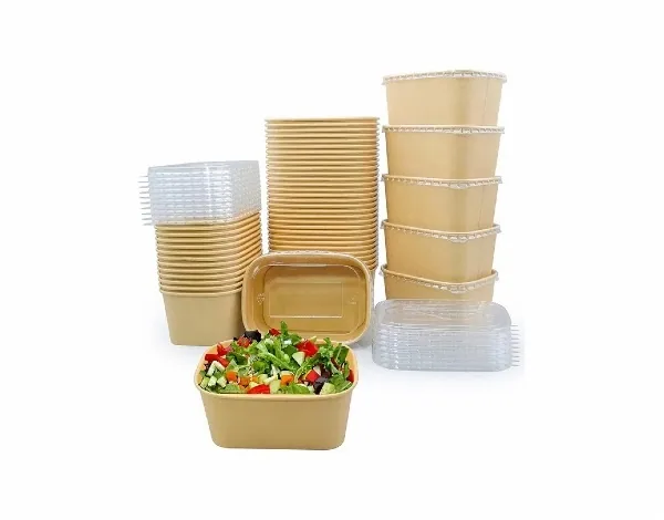 Rectangle Paper Bowls with Lids 1000ml
