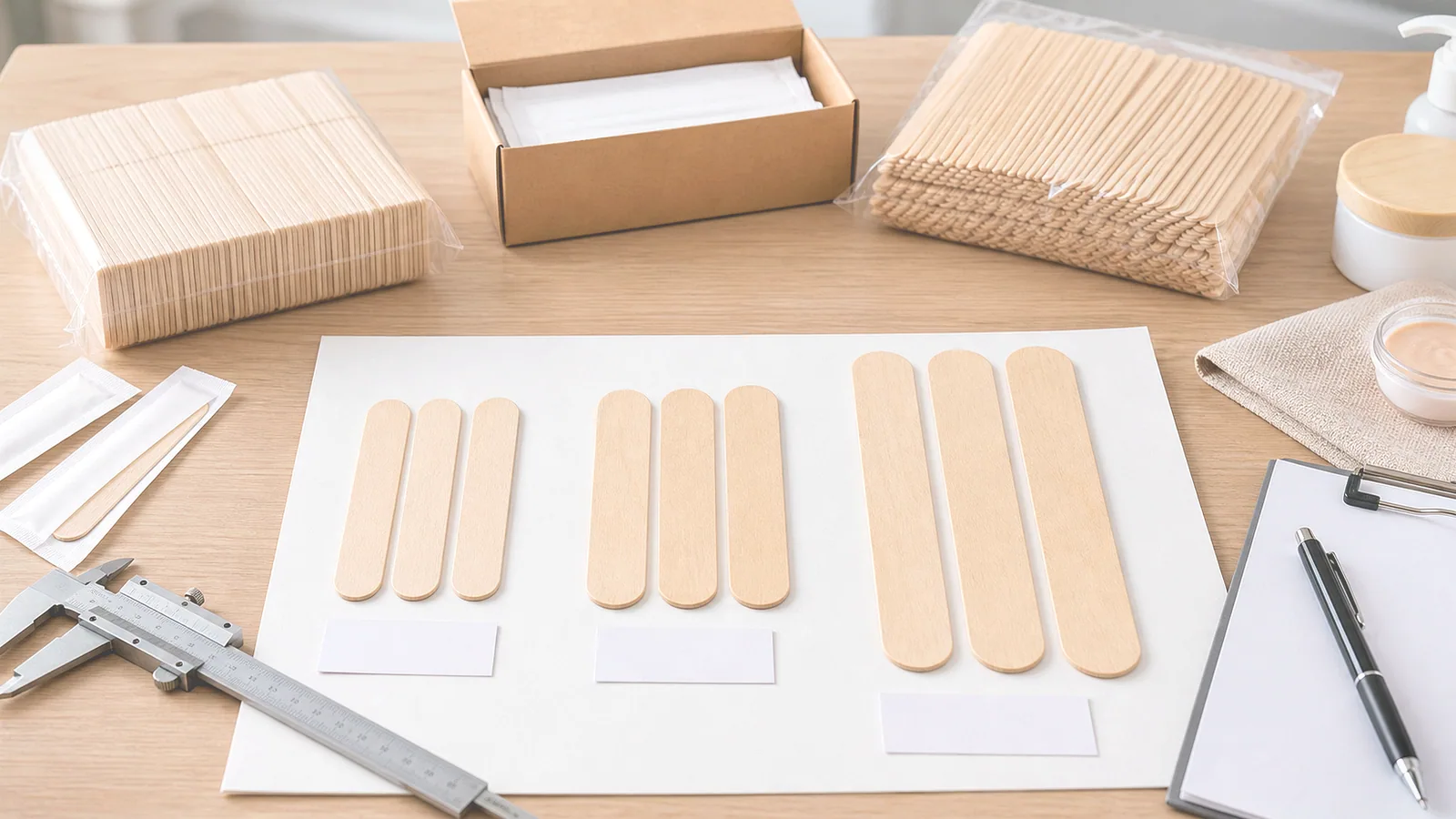 Análisis de materiales y acabados de madera para bajalenguas de madera