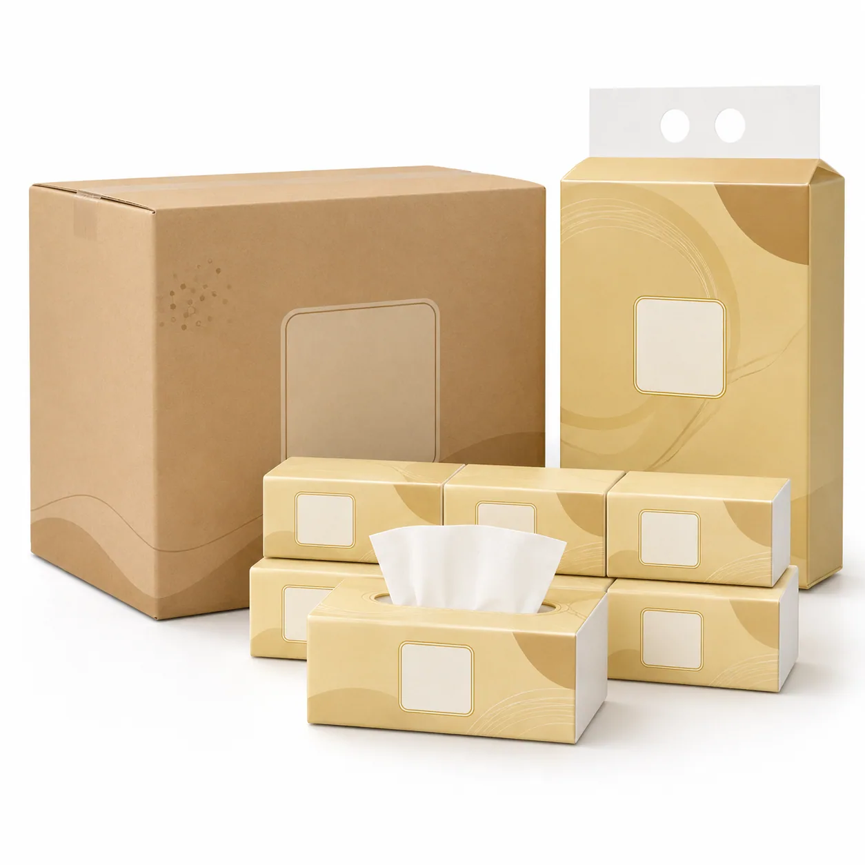 Custom tissue box and carton packing for Yingge or Qingfeng-specified tissue programs